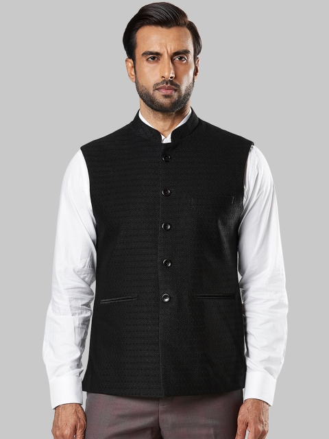 

Raymond Men Black Solid Waistcoat