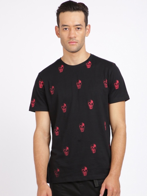 

Breakbounce Men Black Printed Round Neck T-shirt