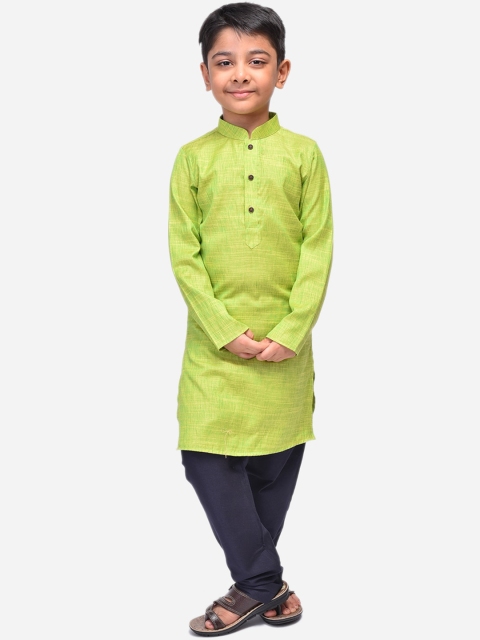 

NAMASKAR Boys Green Printed Kurta with Churidar
