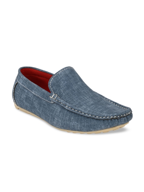 

Ferraiolo Men Blue Printed Nubuck Loafers