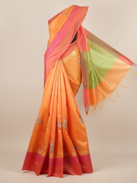 

Pothys Orange Woven Design Silk Cotton Saree