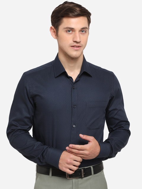 

JADE BLUE Men Navy Blue Slim Fit Self Design Formal Shirt