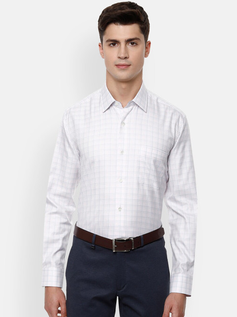 

Luxure by Louis Philippe Men White Regular Fit Checked Cotton Formal Shirt