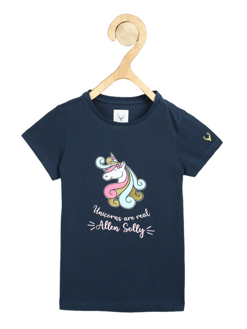 

Allen Solly Junior Girls Navy Blue Printed Round Neck T-shirt