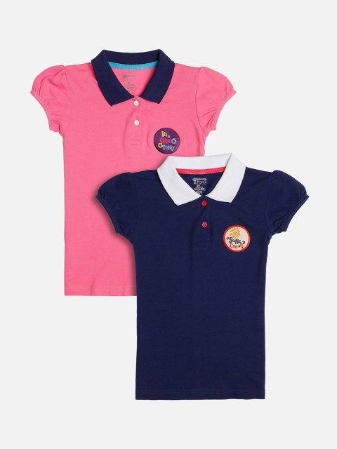 

Bodycare First Girls Pack Of 2 Solid Polo Collar T-shirts, Pink