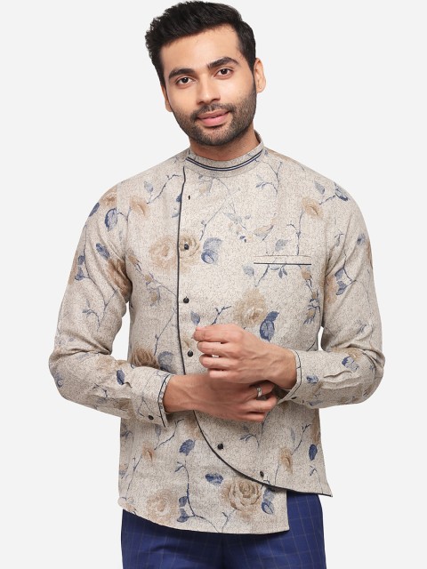 

JB STUDIO Men Beige Slim Fit Printed Casual Shirt