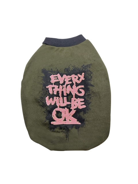 PETS EMPIRE Olive-Green & Pink Every Thing Will Be Ok Printed Dog T-Shirt