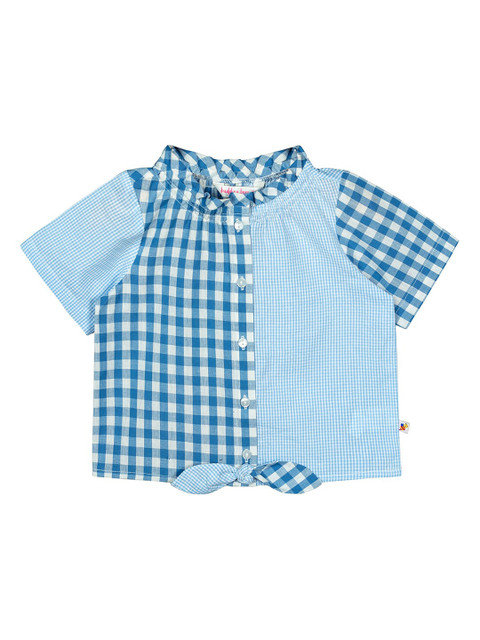 

Budding Bees Girls Blue & White Checked Pure Cotton Shirt Style Top