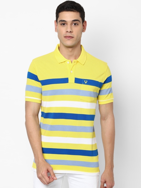 

Allen Solly Men Yellow Striped Polo Collar T-shirt