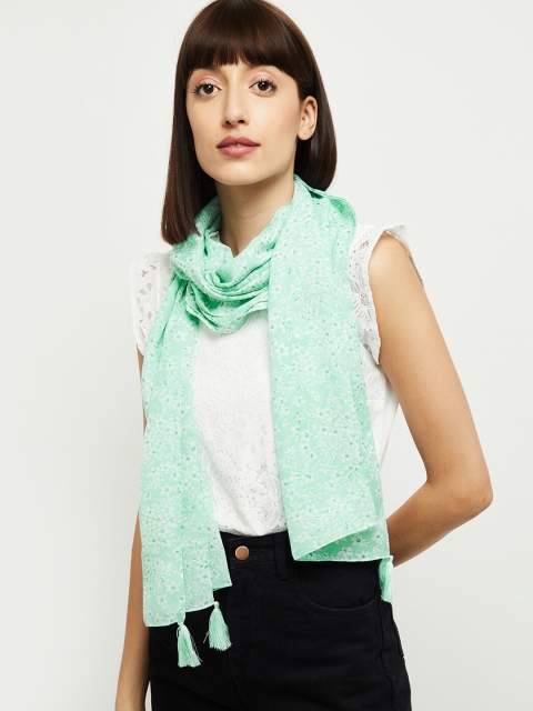 

max Women Sea Green & White Printed Scarf