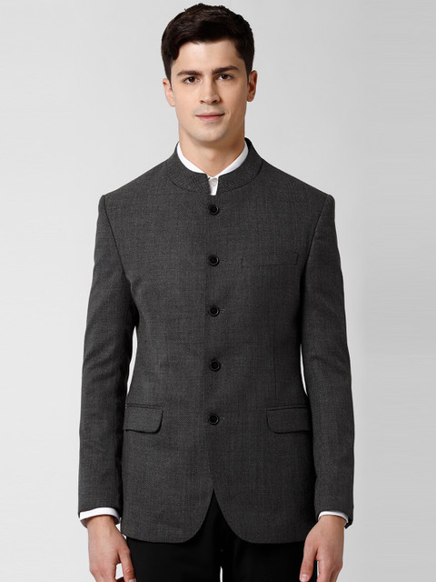 

Peter England Elite Men Grey Solid Formal Bandhgala Blazer