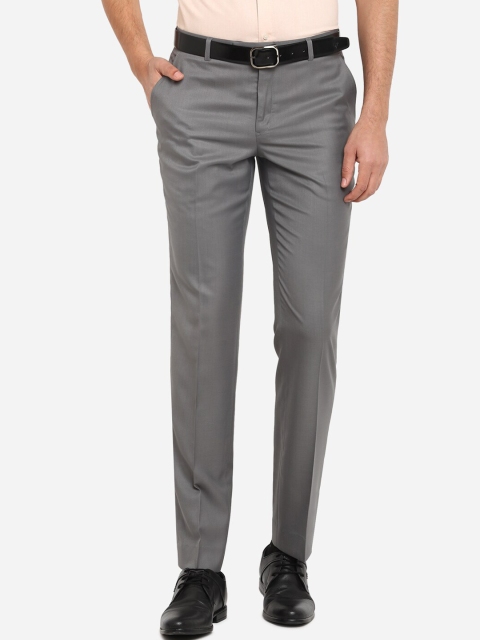 

JADE BLUE Men Grey Regular Fit Solid Formal Trousers