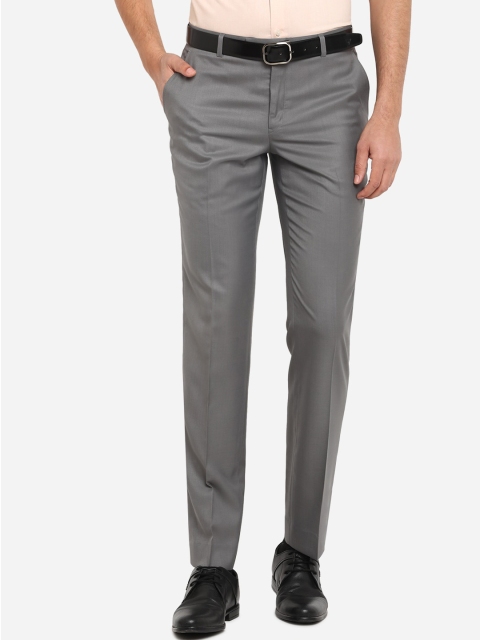 

JADE BLUE Men Grey Regular Fit Solid Formal Trousers