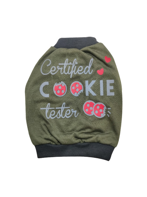 

PETS EMPIRE Green & Grey Certified Cookie Tester Printed Dog T-Shirt