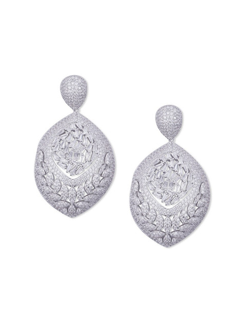 

shaze Silver-Toned Contemporary Drop Earrings