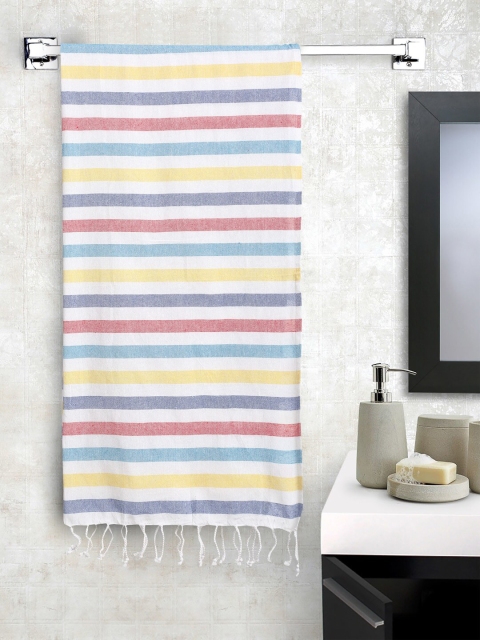 

HOSTA HOMES White & Grey Striped 400 GSM Bath Towel