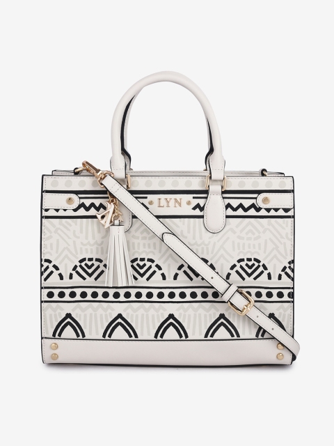 

LYN White & Black Printed Handheld Bag