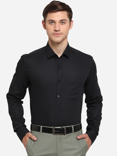 

JADE BLUE Men Black Slim Fit Self Design Formal Shirt