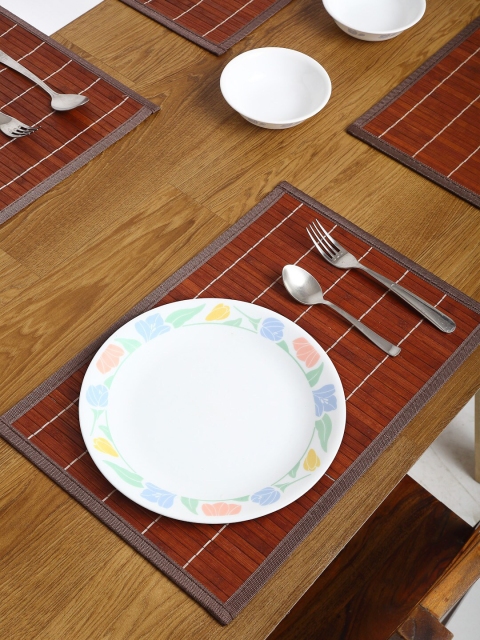 

HOSTA HOMES Set Of 6 Brown Solid Bamboo Table Placemats