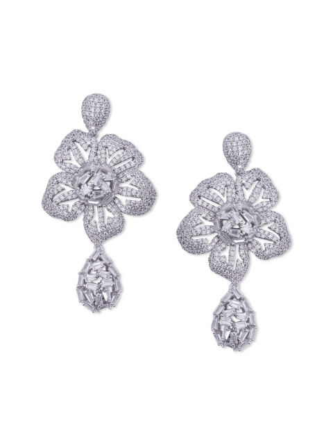 

shaze Silver-Toned Contemporary Drop Earrings