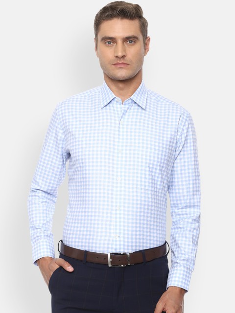 

Luxure by Louis Philippe Men Blue & White Regular Fit Checked Cotton Formal Shirt