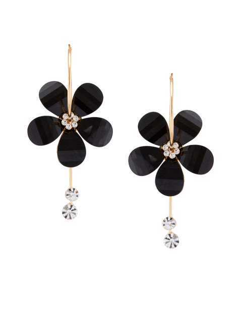 

Globus Black & Gold-Toned Floral Drop Earrings
