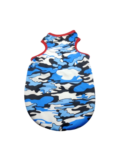 

PETS EMPIRE Blue & Red Camouflage Printed Summer Dog T-Shirt