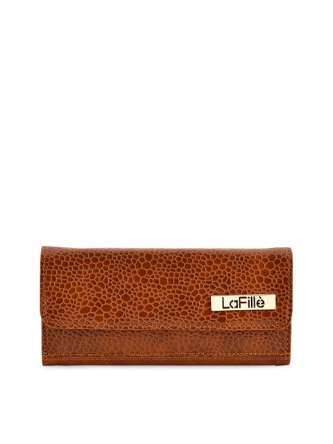 

LaFille Women Brown Textured Three Fold Wallet