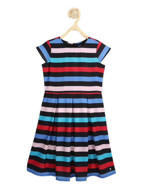

Allen Solly Junior Girls Multicoloured Striped Fit and Flare Dress, Multi