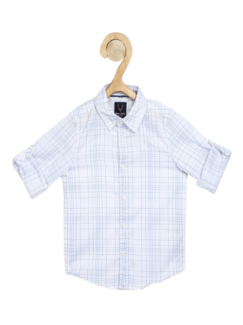 

Allen Solly Junior Boys White & Blue Regular Fit Checked Casual Cotton Shirt
