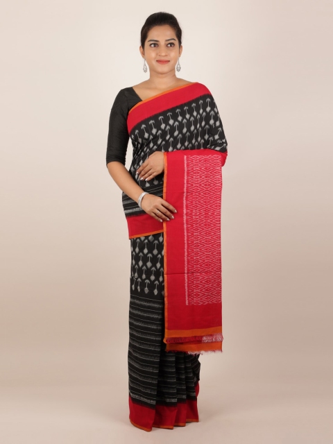 

Pothys Black Pure Cotton Printed Sambalpuri Saree