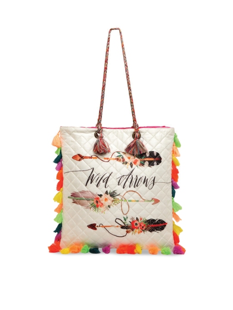 

The House of Tara White & Gold-Toned Printed Tote Bag