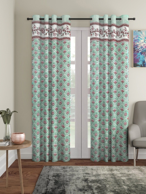 

Rajasthan Decor Sea Green & Maroon Set of 2 Curtains