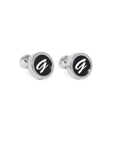 

Blacksmith Silver-Plated & Black Letter G Monogram Round Cufflinks