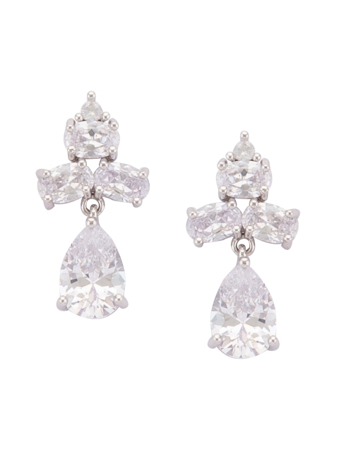 

Globus Silver-Toned Handcrafted Classic Drop Earrings