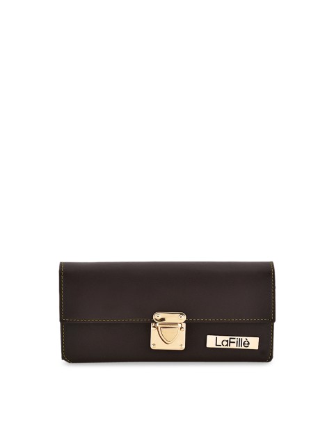 

LaFille Women Black Textured Three Fold Wallet