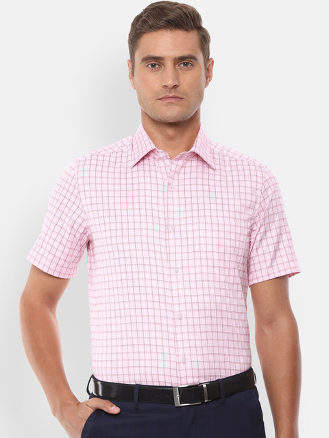 

Louis Philippe Men Pink Slim Fit Checked Formal Shirt