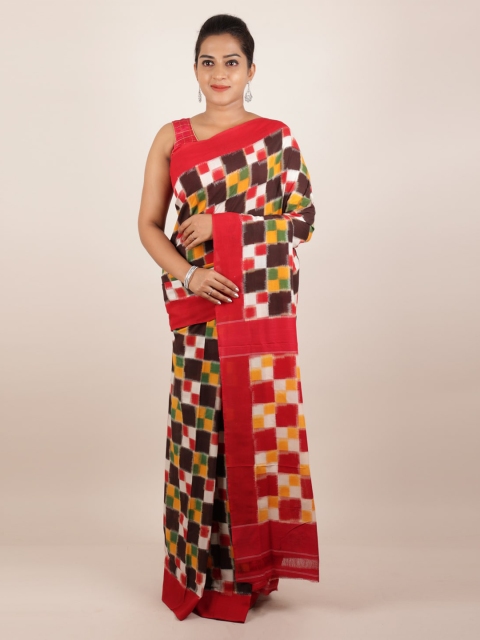 

Pothys Multicoloured Pure Cotton Checked Sambalpuri Saree, Multi