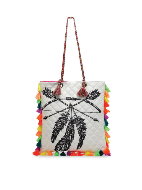 

The House of Tara White & Gold-Toned Printed Tote Bag