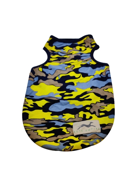 

PETS EMPIRE Yellow & Blue Camouflage Printed Dog T-Shirt SCS