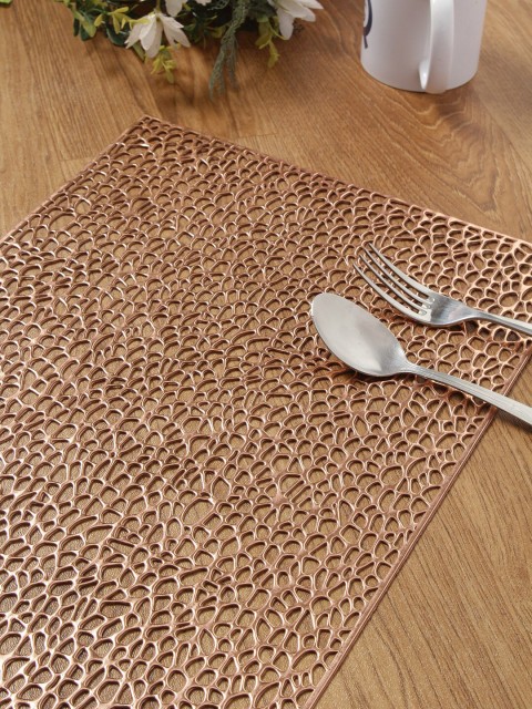 

HOSTA HOMES Set of 6 Copper-Toned Self-Design Rectangular Table Placemats
