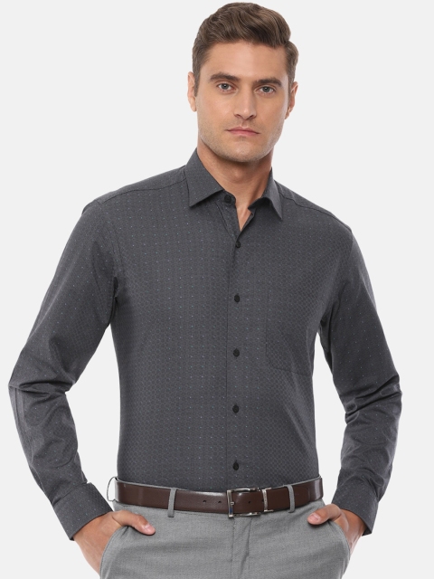 

Louis Philippe Men Grey Slim Fit Printed Cotton Formal Shirt