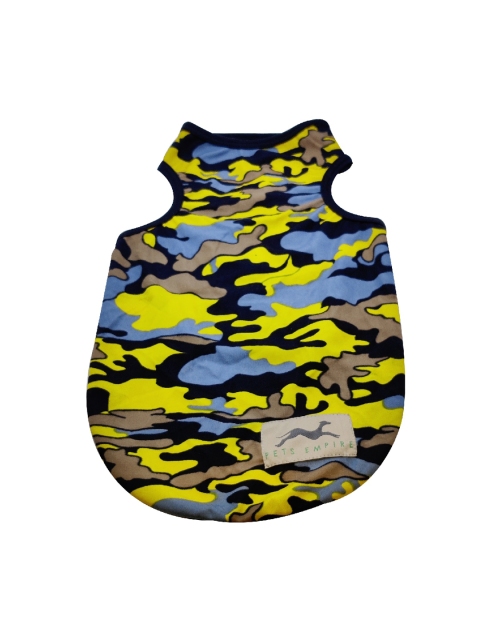 

PETS EMPIRE Yellow & Black Camouflage Printed Summer Dog T-Shirt