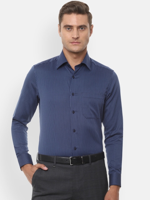 

Louis Philippe Men Navy Blue Pinstripes Striped Cotton Casual Shirt