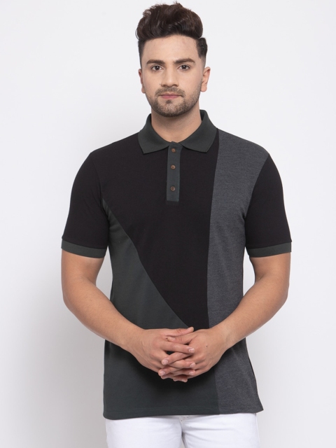 

Kalt Men Multicoloured Colourblocked Polo Collar T-shirt, Multi