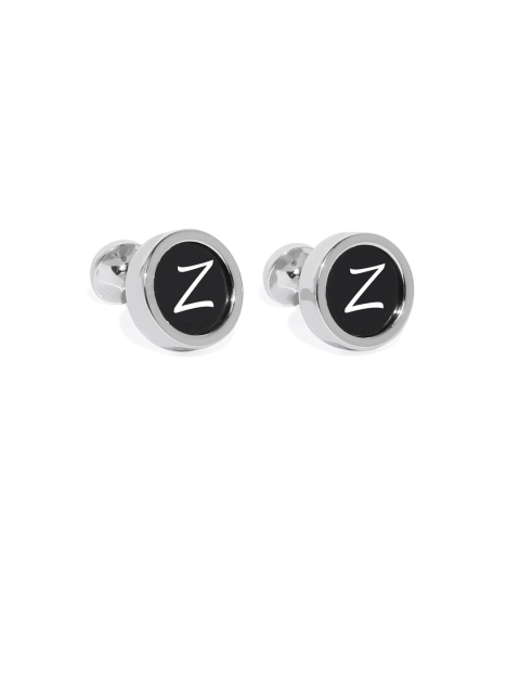 

Blacksmith Silver-Plated & Black Letter Z Monogram Round Cufflinks