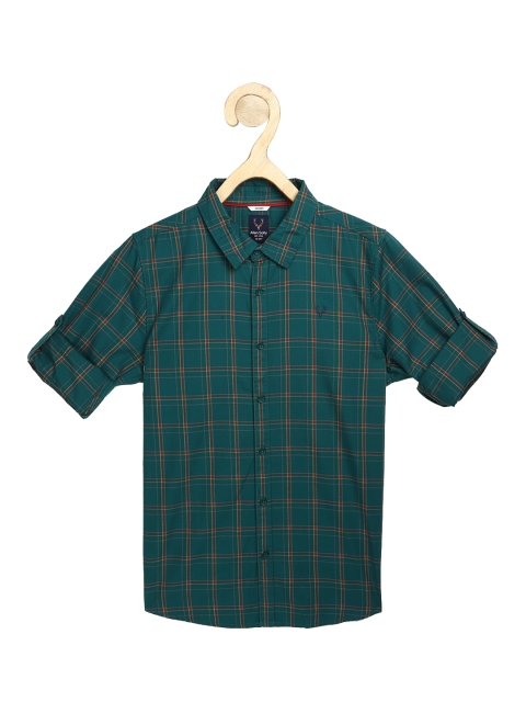 

Allen Solly Junior Boys Green Regular Fit Checked Casual Cotton Shirt