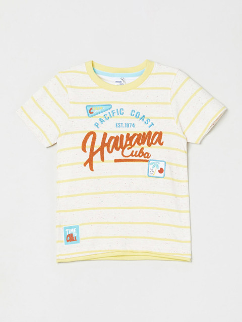 

max Boys Multicoloured Striped Round Neck T-shirt, Multi