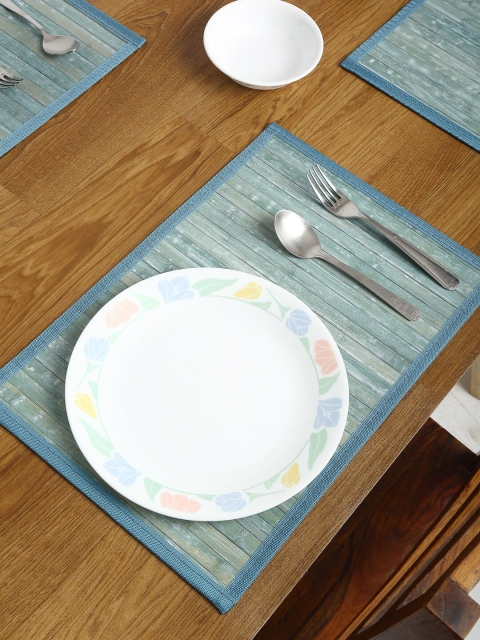 

HOSTA HOMES Set Of 6 Blue Striped Bamboo Table Placemats