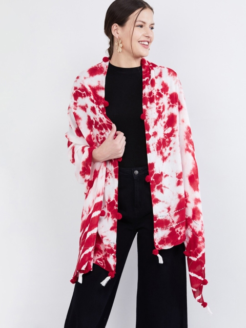 max Women Red & White Printed Scarf